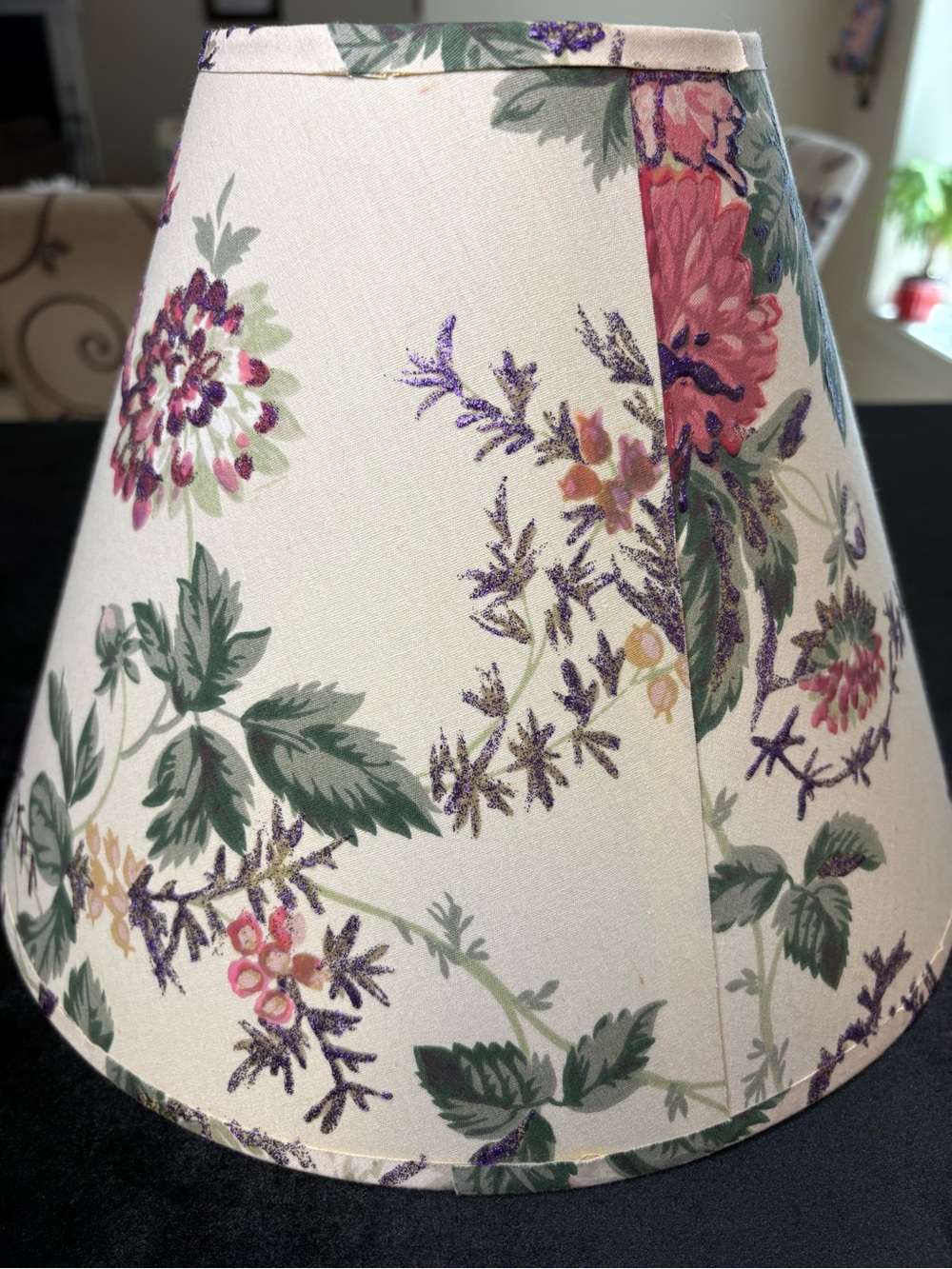 Handmade Floral Lampshade With White Fabric Base And Pink Rose Patterns - Picture 4 of 9